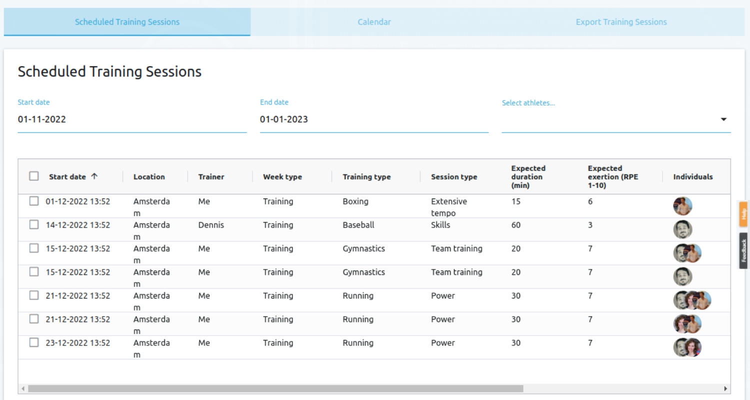 scheduled-training-sessions